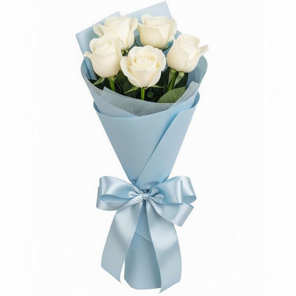 Букет 5 Белых роз Проуд в Лесной Городок