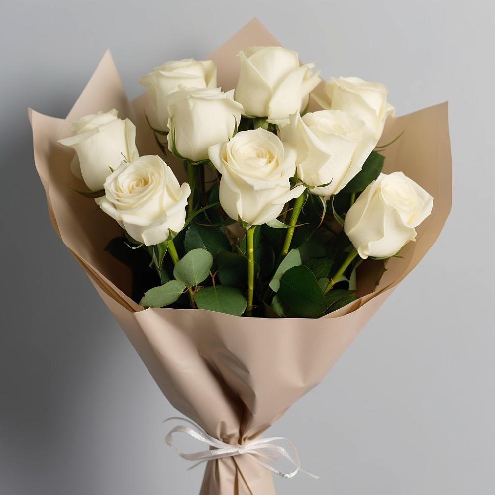 Букет 9 Белых роз Эдлесс Лав в Лесной Городок