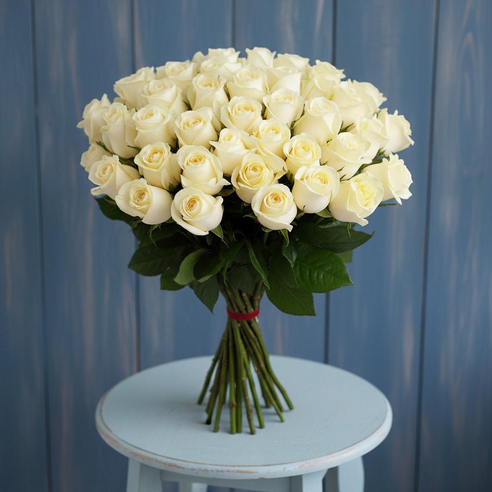 Букет 51 Белая роза Эдлесс Лав в Лесной Городок