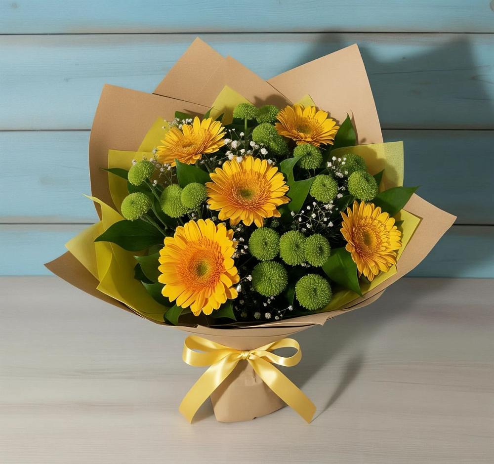 Букет цветов из: Герберы и Хризантемы в Лесной Городок