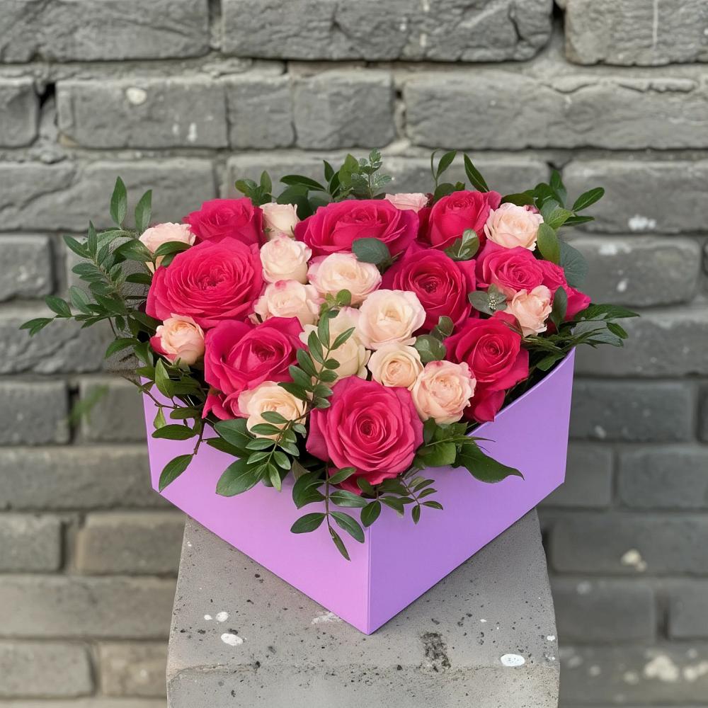 Цветочная композиция из Розы в коробке в Лесной Городок