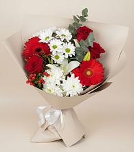 Букет цветов из:  Розы, Хризантемы, Герберы и Лилии в Лесной Городок