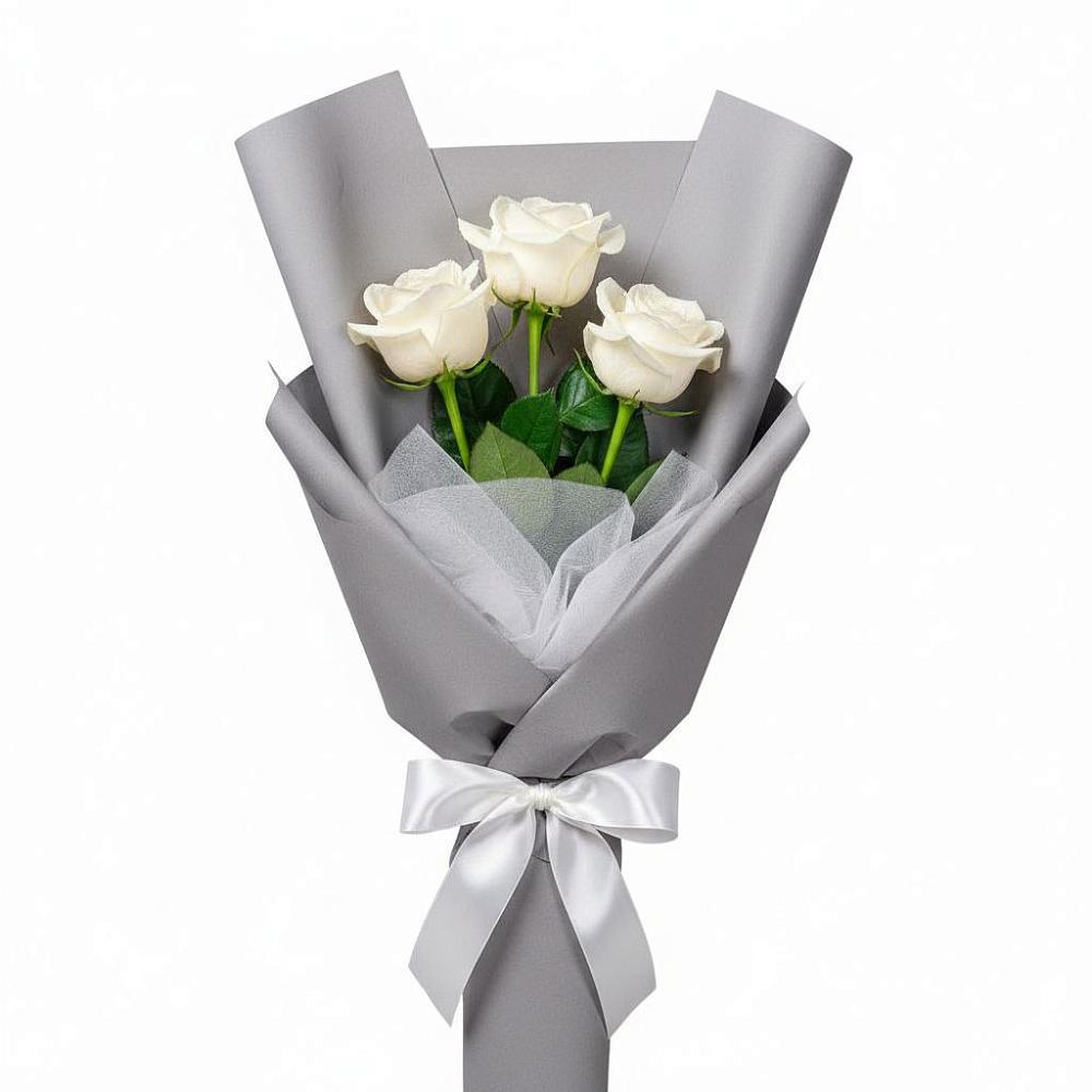 Букет 3 белые розы в Лесной Городок