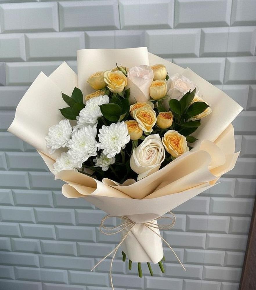 Букет цветов из: Розы и Хризантемы в Лесной Городок