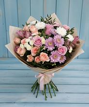 Букет цветов из:  Хризантемы, Розы и Альстромерии в Лесной Городок