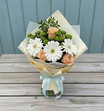 Букет цветов из:  Герберы, Розы и Хризантемы в Лесной Городок