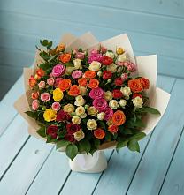 Букет Микс из разноцветных кустовых роз #REPLACE_PRED# Лесной Городок